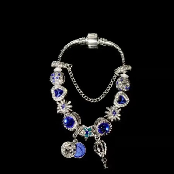 New Fine Crystal Silver Plated Tassel, Charms, Beads Bracelet - Picture 2 of 7